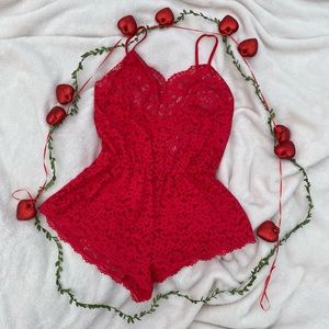 Victoria Secret Red Lace Romper